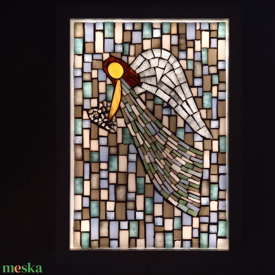 A szeretet angyala - üvegmozaik falikép világítással - otthon & életmód - dekoráció - kép & falikép - mozaik kép - Meska.hu