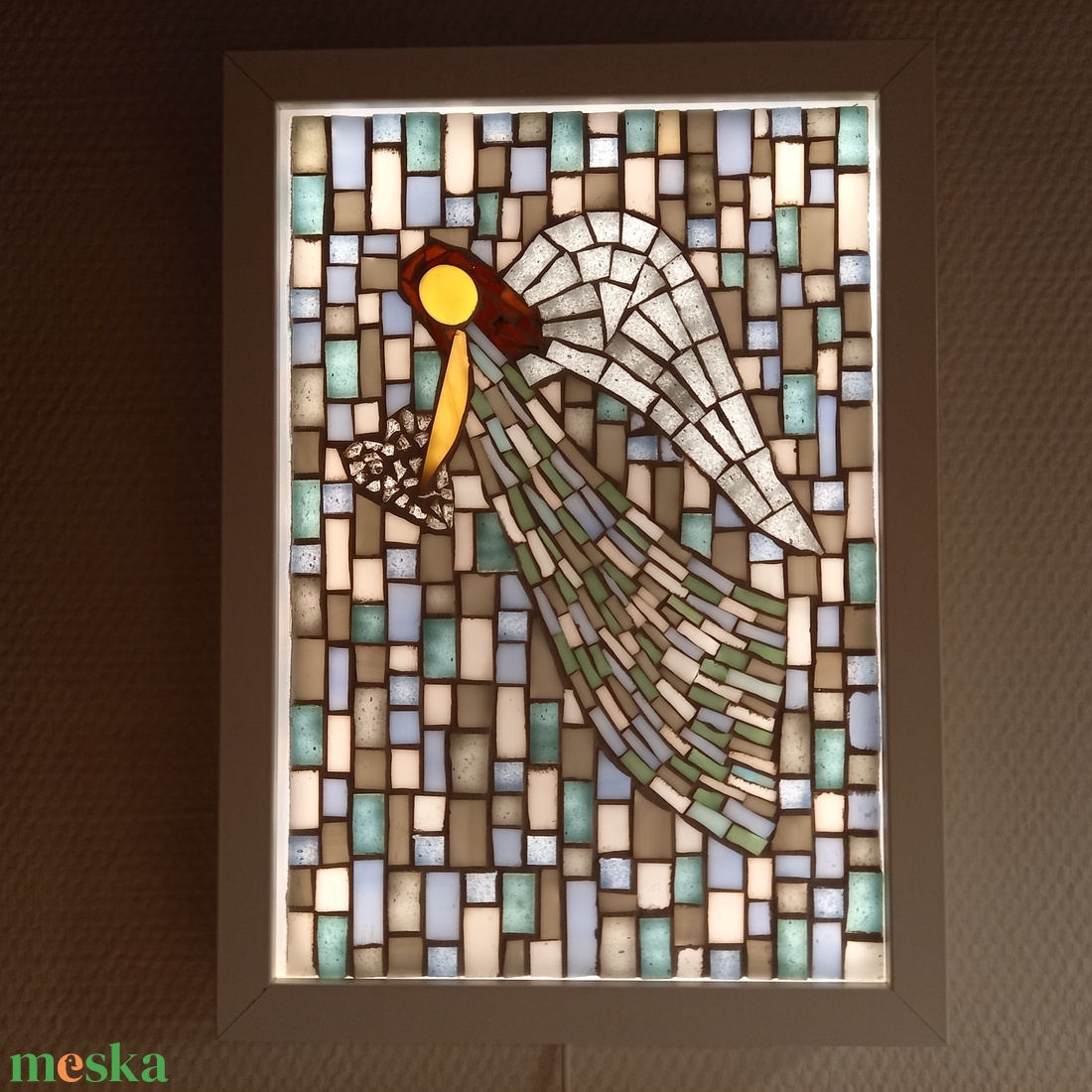 A szeretet angyala - üvegmozaik falikép világítással - otthon & életmód - dekoráció - kép & falikép - mozaik kép - Meska.hu