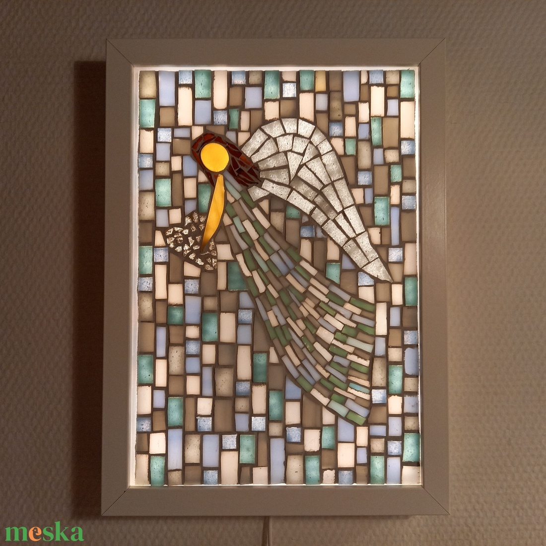 A szeretet angyala - üvegmozaik falikép világítással - otthon & életmód - dekoráció - kép & falikép - mozaik kép - Meska.hu