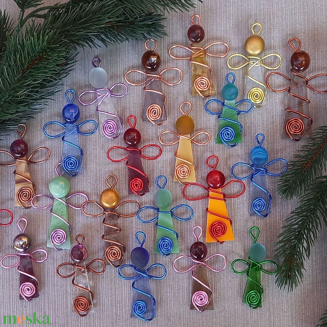 Üvegangyal szett 3 db-os - karácsony - karácsonyi lakásdekoráció - karácsonyfadíszek - Meska.hu