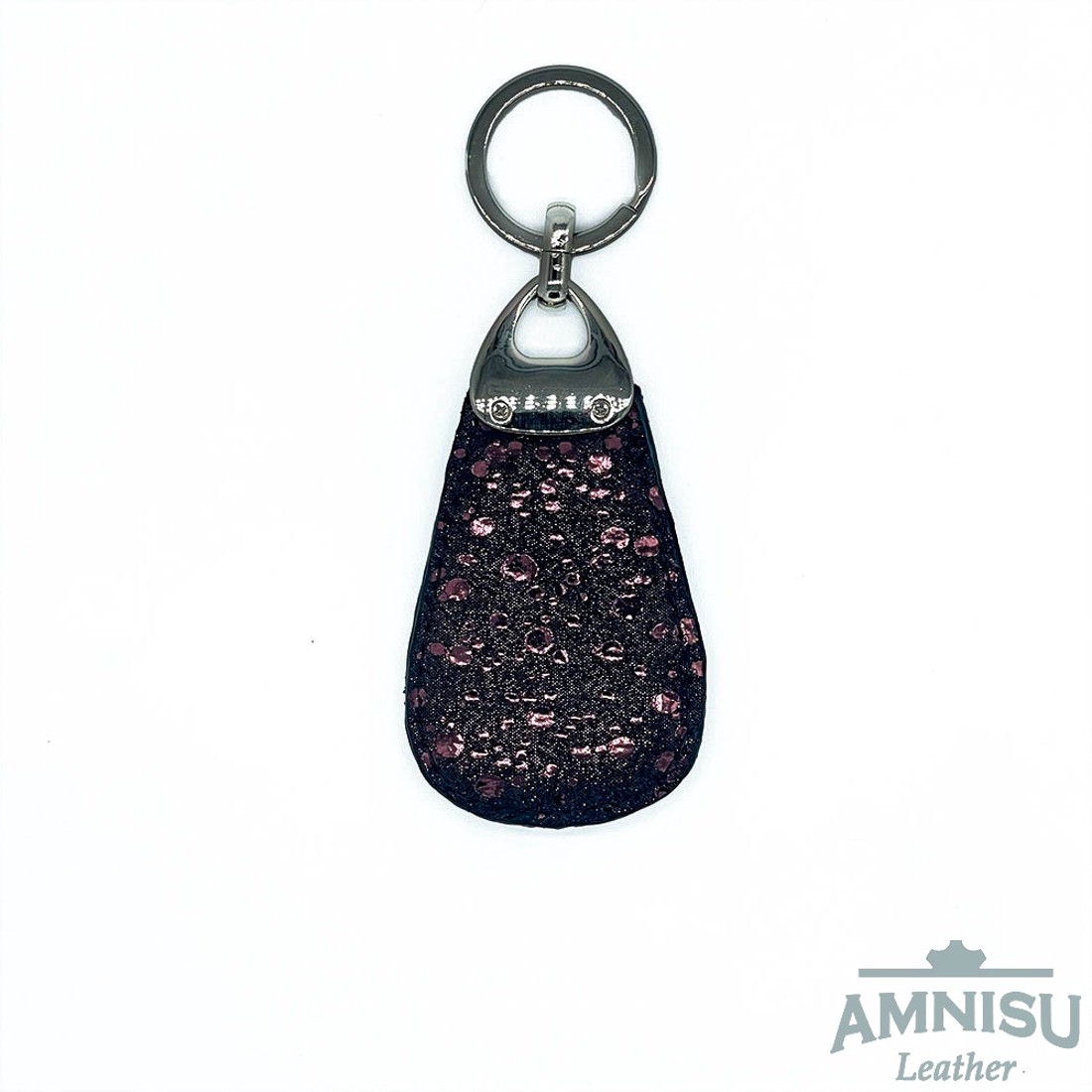 Metál lila pöttyös csepp alakú swarovski köves bőr kulcstartó H4027 - táska & tok - kulcstartó & táskadísz - kulcstartó - Meska.hu
