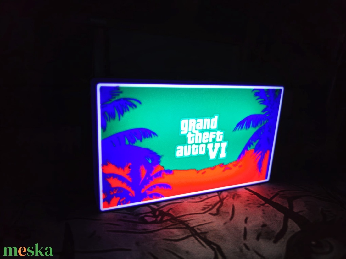 Egyedi GTA6 lightbox, világító asztali/fali dísz - otthon & életmód - lámpa - asztali lámpa - Meska.hu