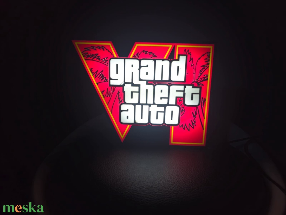 Egyedi GTA6 lightbox, világító asztali dísz - otthon & életmód - dekoráció - asztal és polc dekoráció - asztaldísz - Meska.hu
