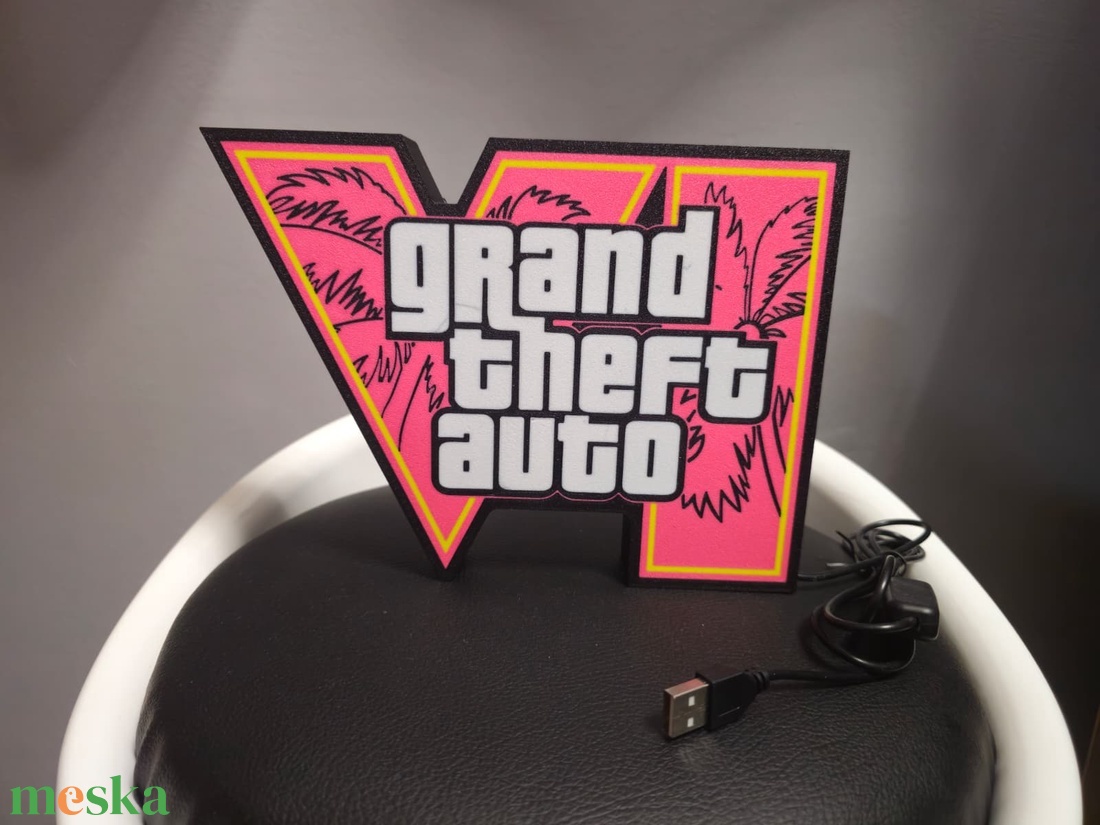 Egyedi GTA6 lightbox, világító asztali dísz - otthon & életmód - dekoráció - asztal és polc dekoráció - asztaldísz - Meska.hu