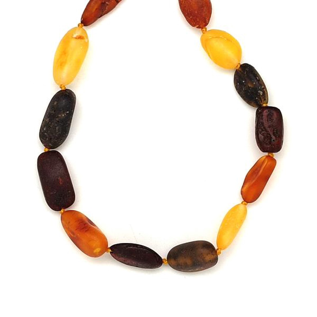 Borostyán matt pebble 5-9x11-19mm nyaklánc 55cm - ékszer - nyaklánc - hosszú nyaklánc - Meska.hu