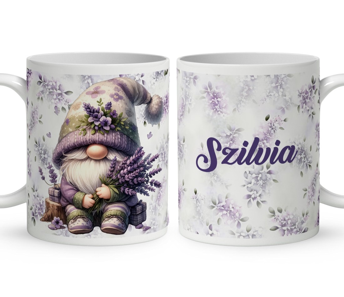 Névvel kérhető - Cuki levendulás manó mintás bögre - otthon & életmód - konyhafelszerelés, tálalás - tálalás - bögre & csésze - Meska.hu
