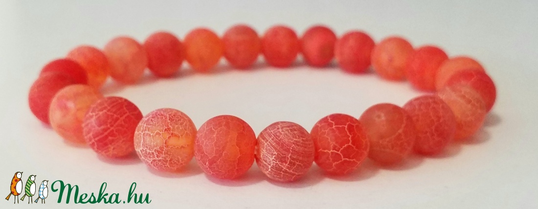 Piros matt jeges Achát ásvány karkötő  - ékszer - karkötő - bogyós karkötő - Meska.hu Piros matt jeges Achát ásvány karkötő  - ékszer - karkötő - bogyós karkötő - Meska.hu