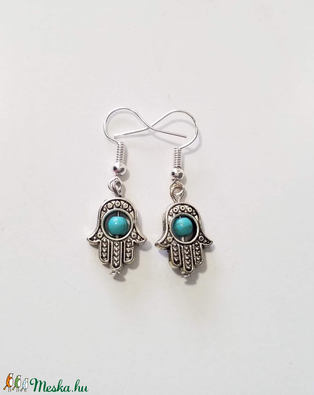 Fatima keze fülbevaló Türkiz ásvánnyal  - ékszer - fülbevaló - lógó fülbevaló - Meska.hu Fatima keze fülbevaló Türkiz ásvánnyal  - ékszer - fülbevaló - lógó fülbevaló - Meska.hu