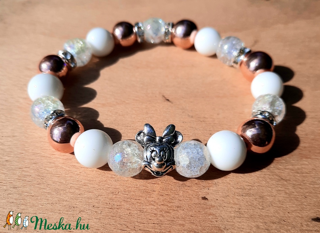 Minnie egeres Hegyikristály, Hematit és Tejkvarc ásvány karkötő  - ékszer - karkötő - Meska.hu Minnie egeres Hegyikristály, Hematit és Tejkvarc ásvány karkötő  - ékszer - karkötő - Meska.hu