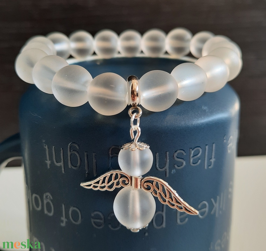 HARMÓNIA Matt Hegyikristály ásvány karkötő angyal dísszel  - ékszer - karkötő - Meska.hu HARMÓNIA Matt Hegyikristály ásvány karkötő angyal dísszel  - ékszer - karkötő - Meska.hu