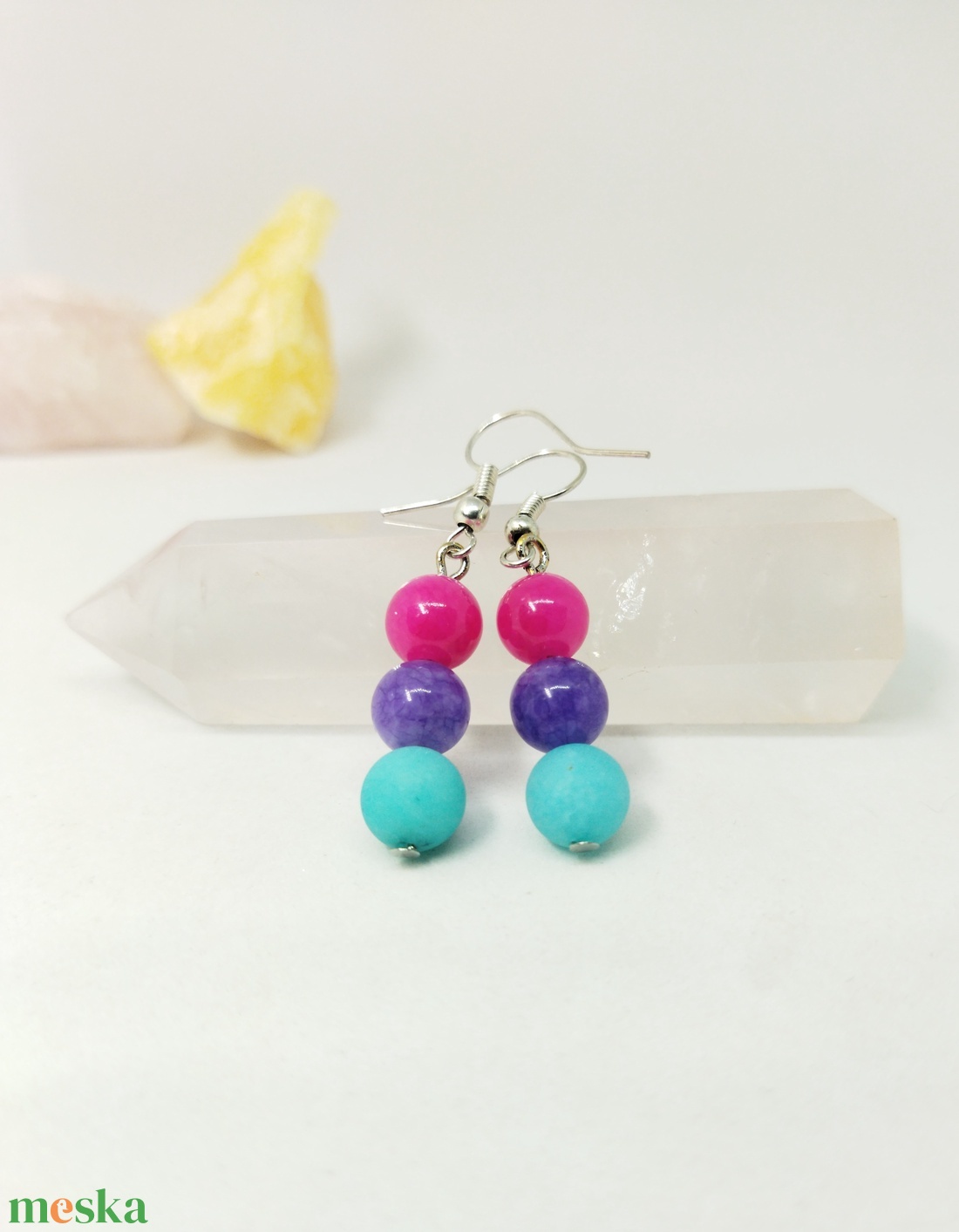 Vidám, színes achát ásvány fülbevaló - ékszer - fülbevaló - lógó fülbevaló - Meska.hu Vidám, színes achát ásvány fülbevaló - ékszer - fülbevaló - lógó fülbevaló - Meska.hu