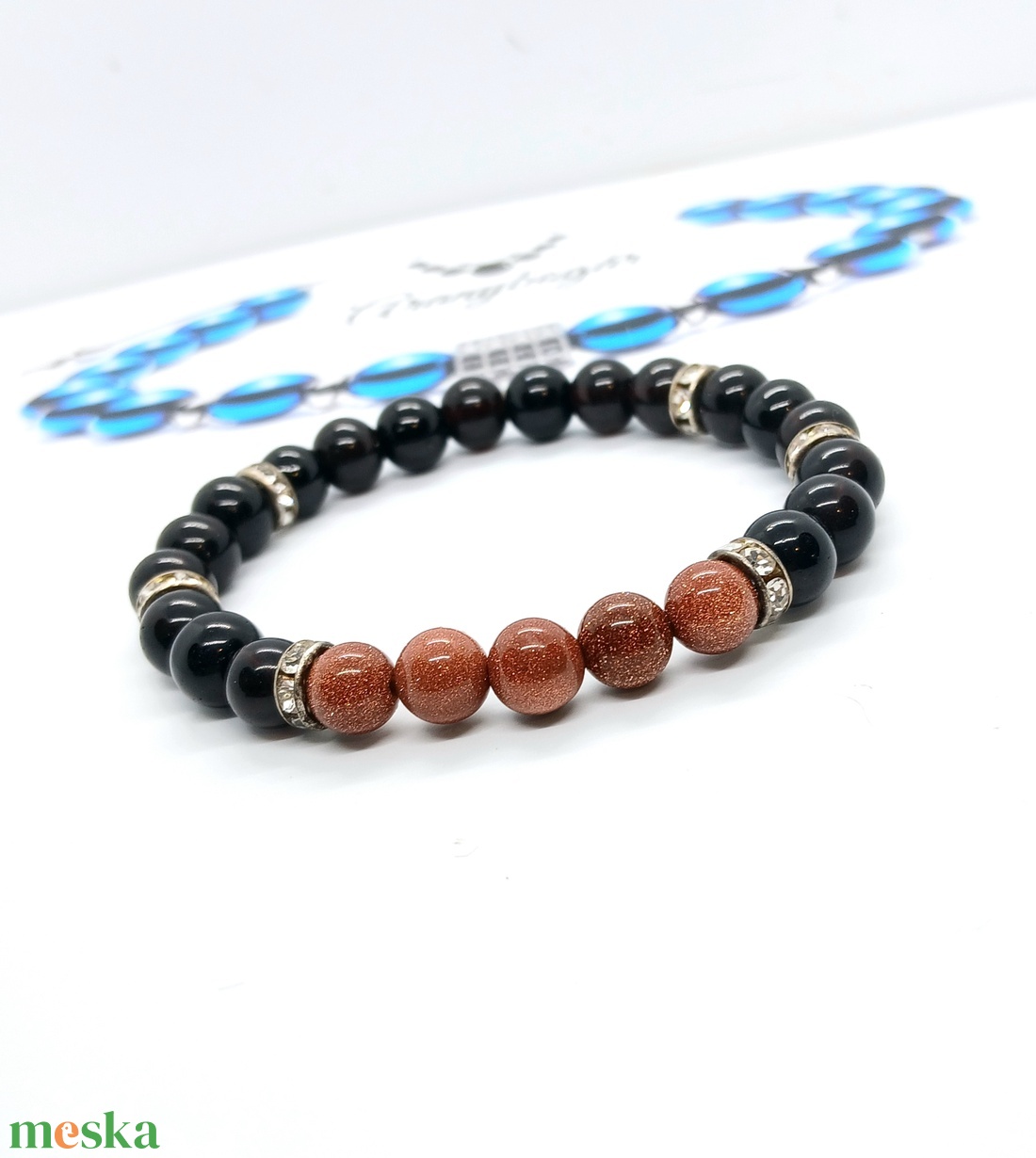 Elegáns, csillogó Goldfluss és Ónix női ásvány karkötő  - ékszer - karkötő - ásványkarkötő - Meska.hu Elegáns, csillogó Goldfluss és Ónix női ásvány karkötő  - ékszer - karkötő - ásványkarkötő - Meska.hu