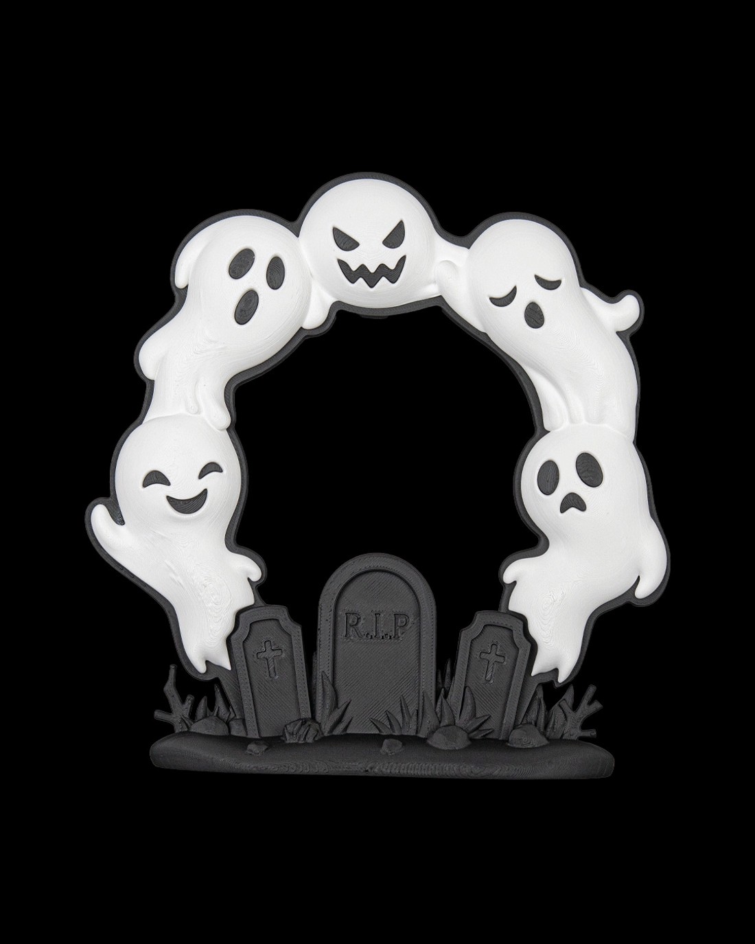 Halloween ajtódísz, szellem koszorú sírkővel � ajtókopogtató és fali dekoráció, 19 x 19 cm - otthon & életmód - dekoráció - halloween - halloweeni ajtódíszek és ablakdíszek - Meska.hu