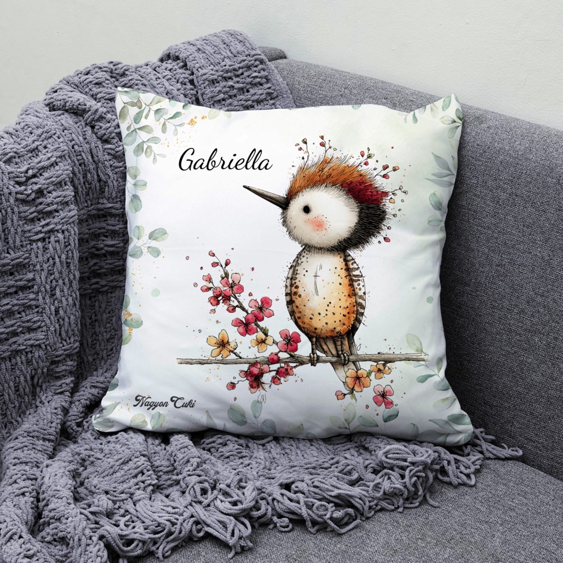 Névvel kérhető - Tündéri harkály, az erdő kis dobosa mintás párna - otthon & életmód - lakástextil - párna & párnahuzat - díszpárna (belsővel együtt) - Meska.hu