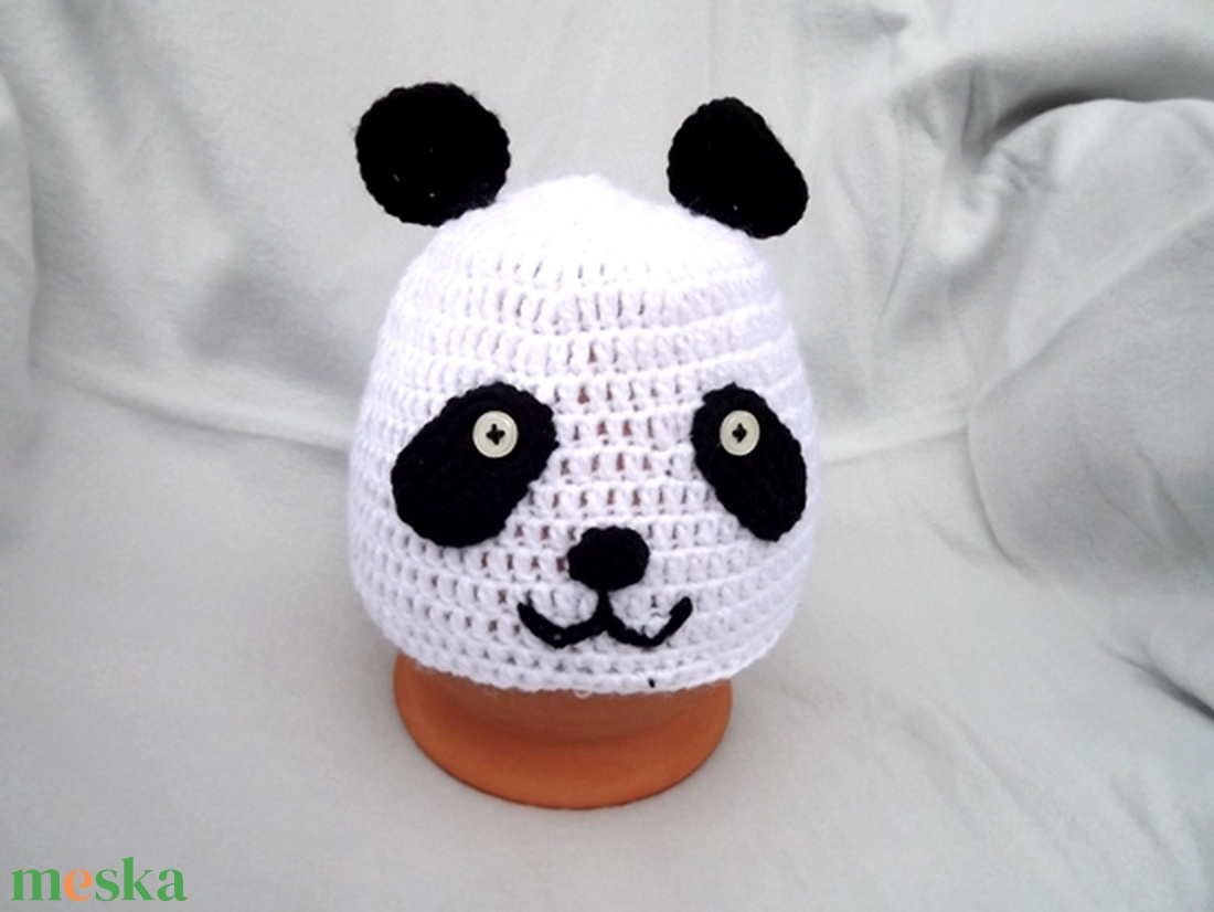 Panda maci horgolt gyerek sapka sállal - ruha & divat - babaruha & gyerekruha - babasapka - Meska.hu
