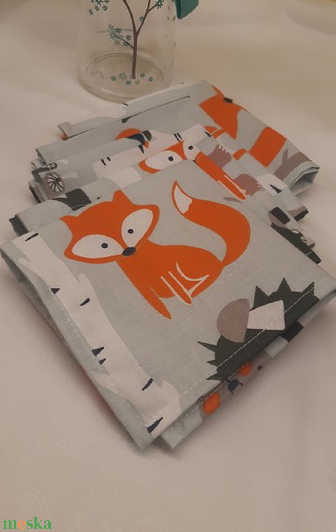 NOWASTE! Textil szalvéta  erdei állatkás 5 db - táska & tok - uzsonna- & ebéd tartó - szendvics csomagoló - Meska.hu