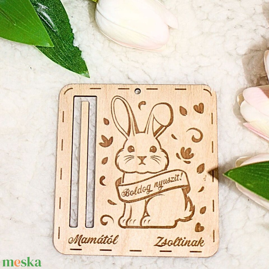 Névre szóló húsvéti ajándék � egyedi nyuszi pénztartó gravírozva - ünnepi díszek, dekorációk - húsvéti díszek és dekorációk - húsvéti pénzátadó - Meska.hu