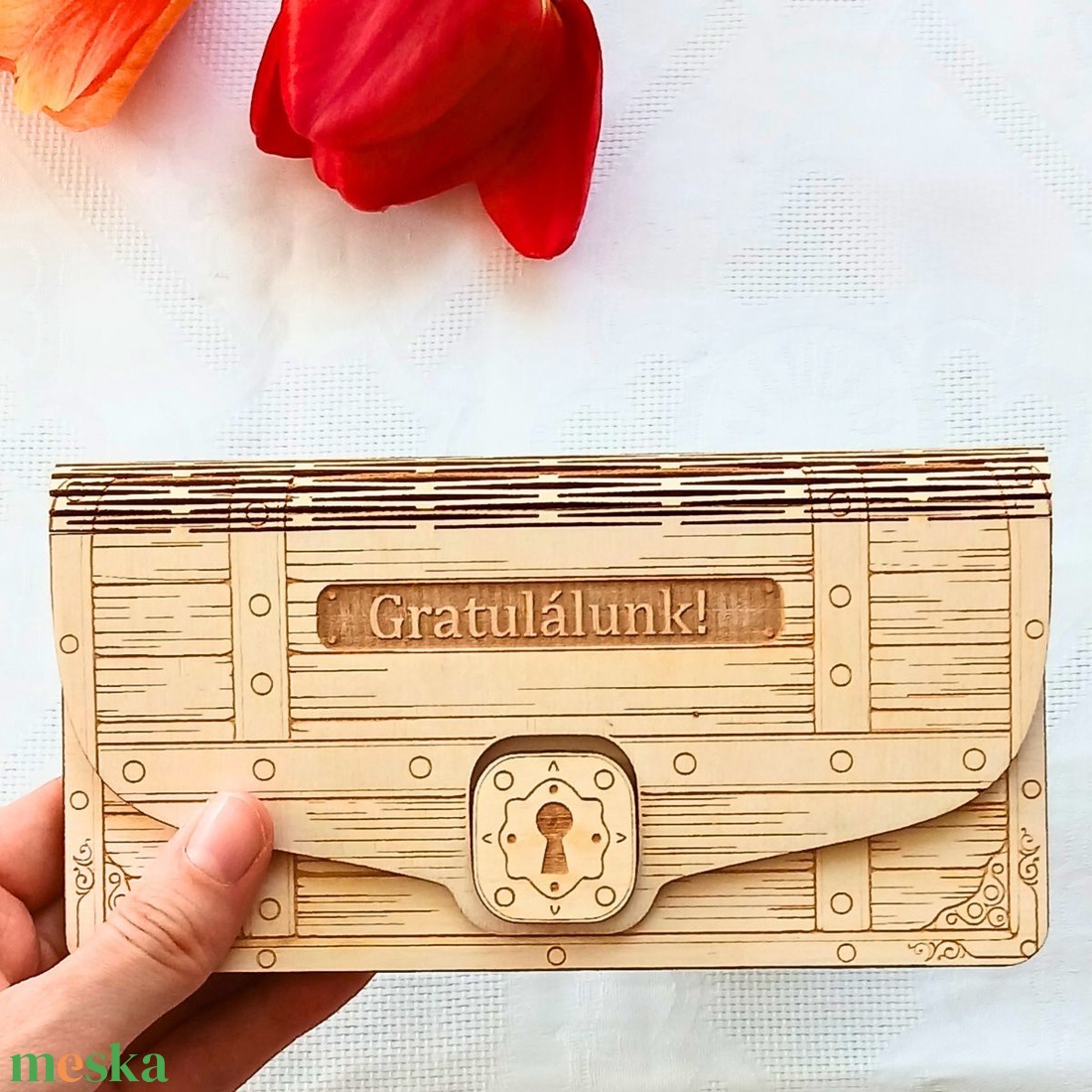 Boríték formájú fa pénzátadó ballagásra - otthon & életmód - papír, írószer - ajándékozás kellékei - pénzátadó doboz - Meska.hu