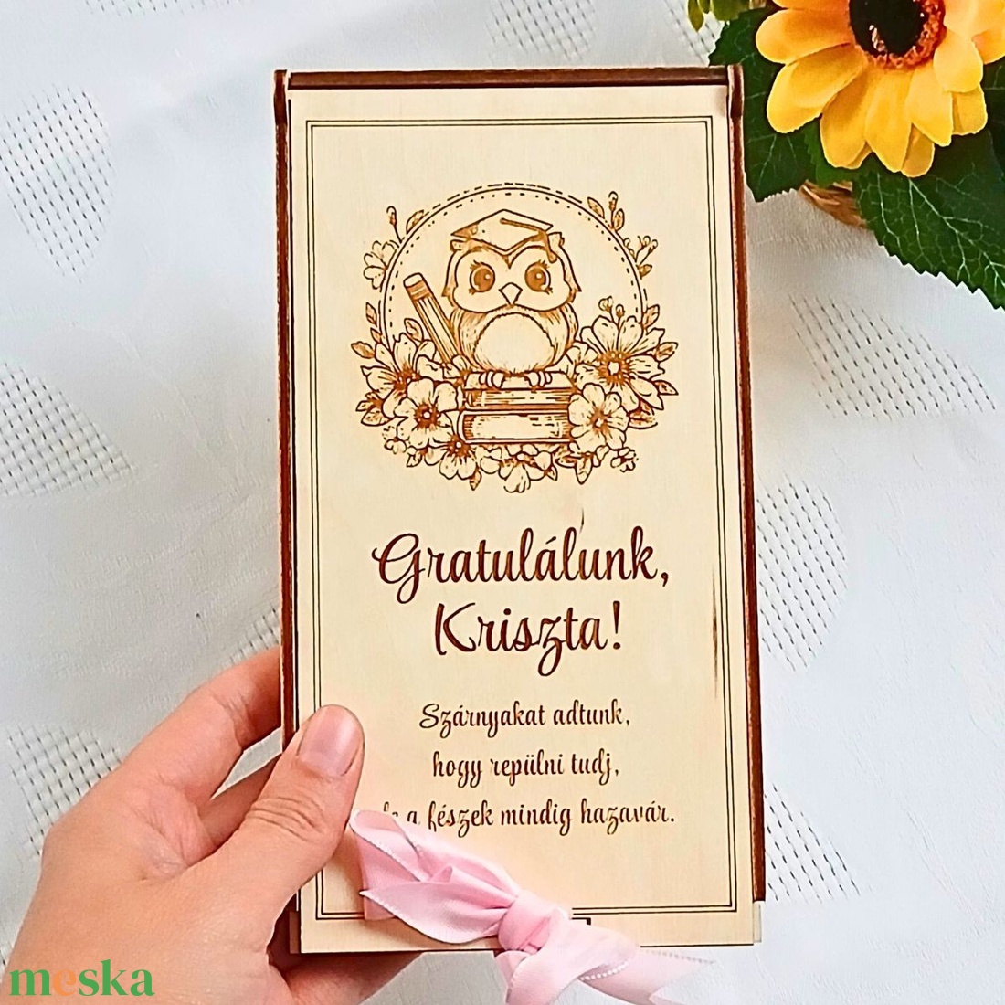 Egyedi neves pénzátadó doboz � Ballagási baglyos díszdoboz - otthon & életmód - papír, írószer - ajándékozás kellékei - pénzátadó doboz - Meska.hu
