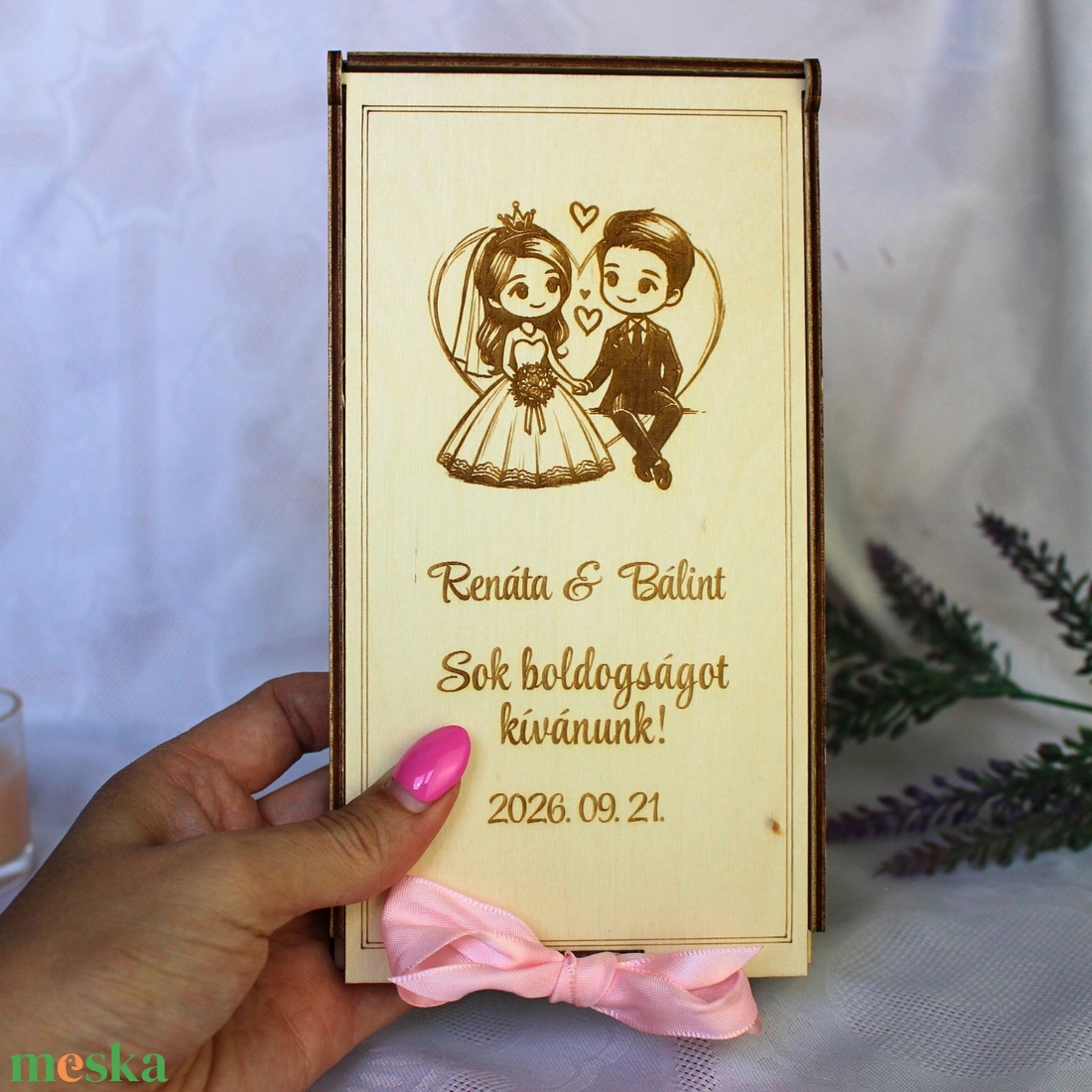 Prémium Fa Esküvői Pénzátadó Doboz � Masnis Kivitel - esküvő - meghívó & kártya - esküvői boríték - Meska.hu