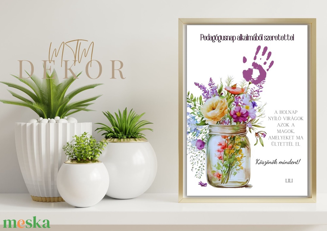 Pedagógusnap - kézlenyomat virágcsokor - művészet - grafika & illusztráció - digitális - Meska.hu