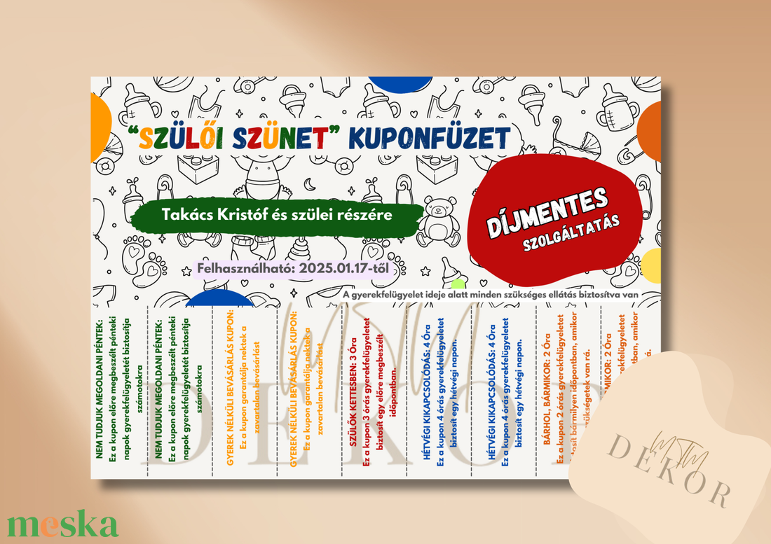 Szülői szünet kuponfüzet / Gyerekfelügyelet ajándékba / Egyedi ajándék szülőknek / Névre szóló ajándék - művészet - grafika & illusztráció - digitális - Meska.hu Szülői szünet kuponfüzet / Gyerekfelügyelet ajándékba / Egyedi ajándék szülőknek / Névre szóló ajándék - művészet - grafika & illusztráció - digitális - Meska.hu