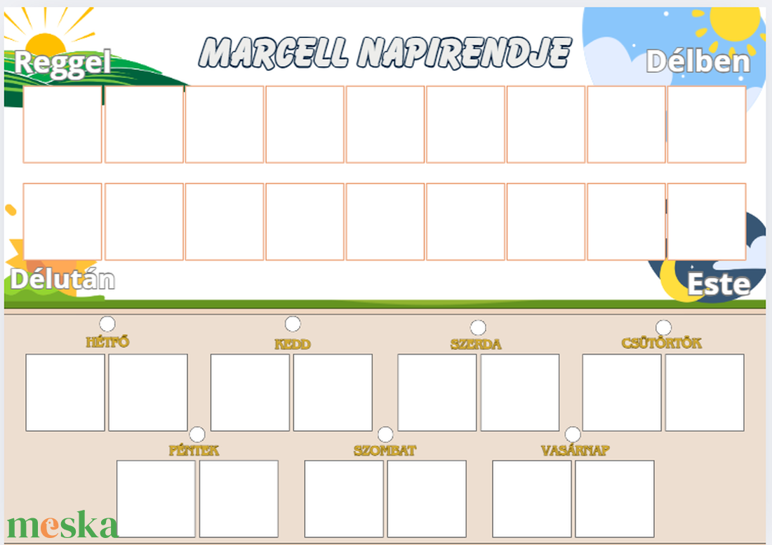 2in1 Napirend táblázat és heti tervező / Mágneses napirend / Gyermek napirend / Egyedi napirend / Névre szóló napirend - művészet - grafika & illusztráció - digitális - Meska.hu