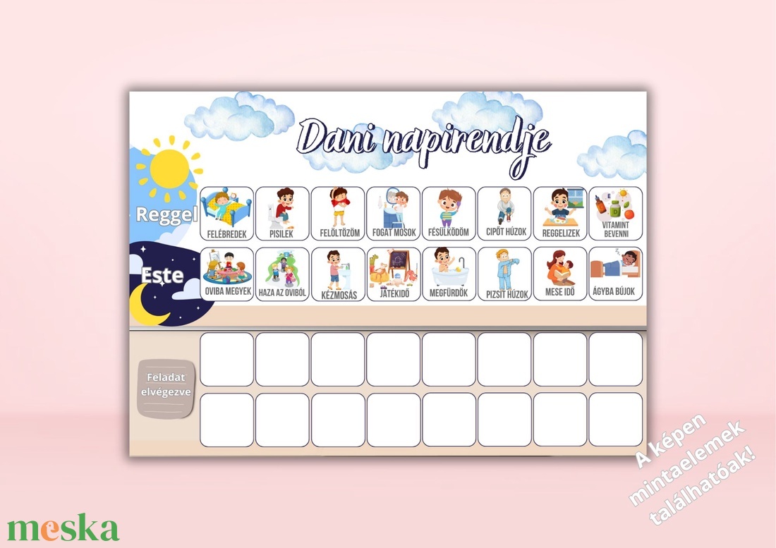 Napirend táblázat gyerekeknek / Mágneses napirend / Egyedi napirend / Névvel ellátott napirend / Rutintábla - művészet - grafika & illusztráció - digitális - Meska.hu