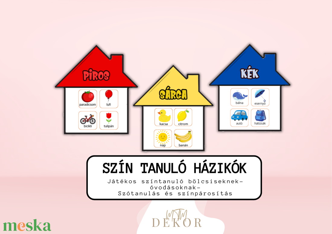 Színtanuló házikók - alapszavakkal - bölcsis kortól - művészet - grafika & illusztráció - digitális - Meska.hu