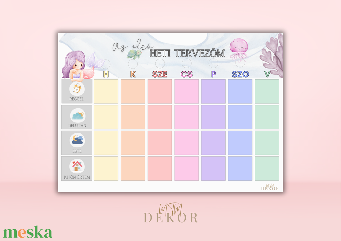 Egyedi ovis heti tervező - Gyermek heti tervező  - művészet - grafika & illusztráció - digitális - Meska.hu