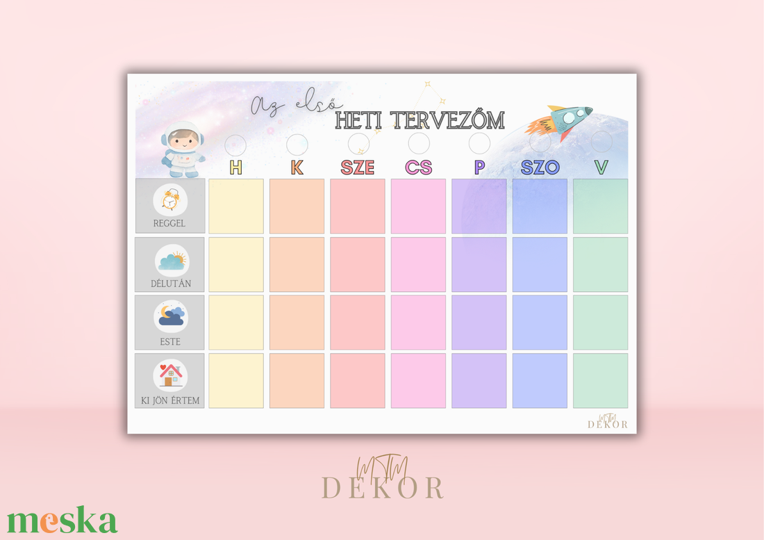 Egyedi ovis heti tervező - Gyermek heti tervező  - művészet - grafika & illusztráció - digitális - Meska.hu