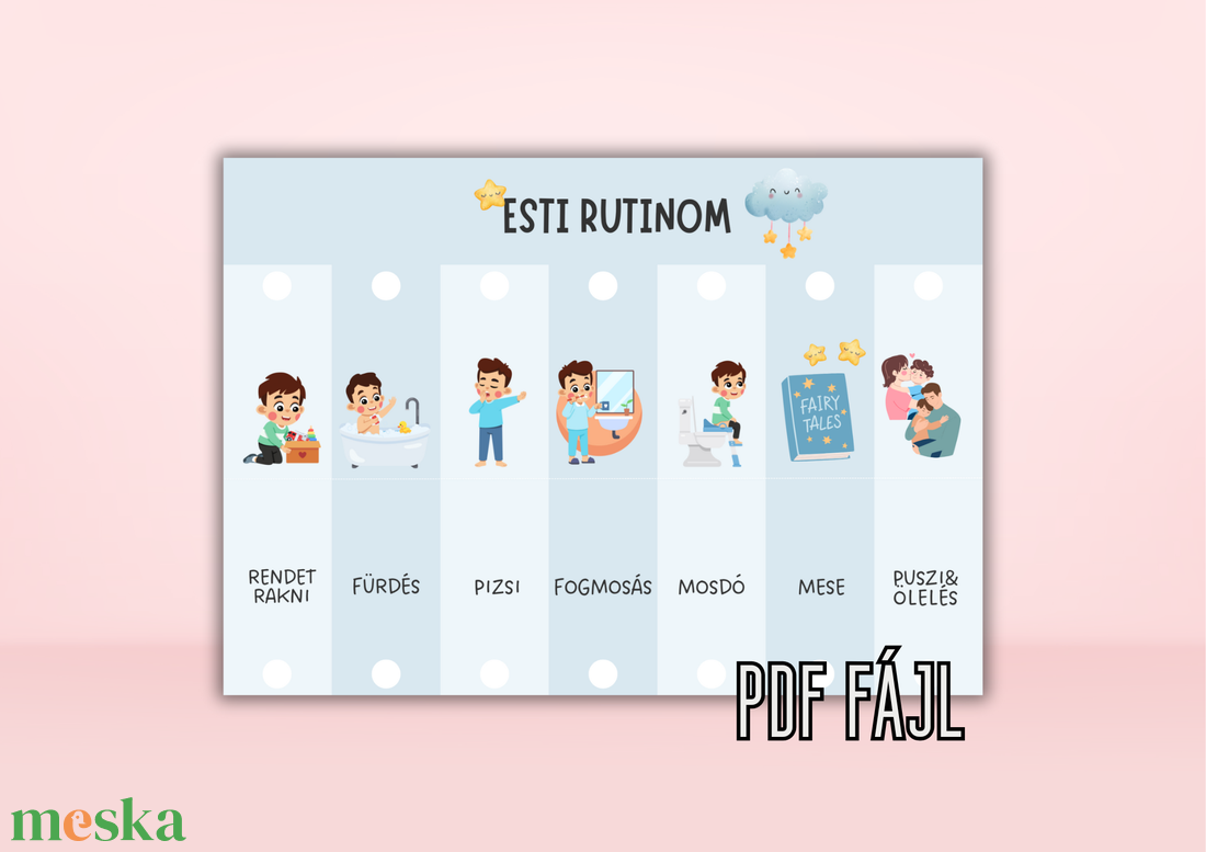 Esti rutin tábla - PDF formátum - művészet - grafika & illusztráció - digitális - Meska.hu
