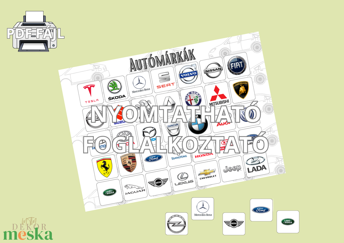 Autómárkák � Játékos foglalkoztató gyerekeknek - művészet - grafika & illusztráció - digitális - Meska.hu