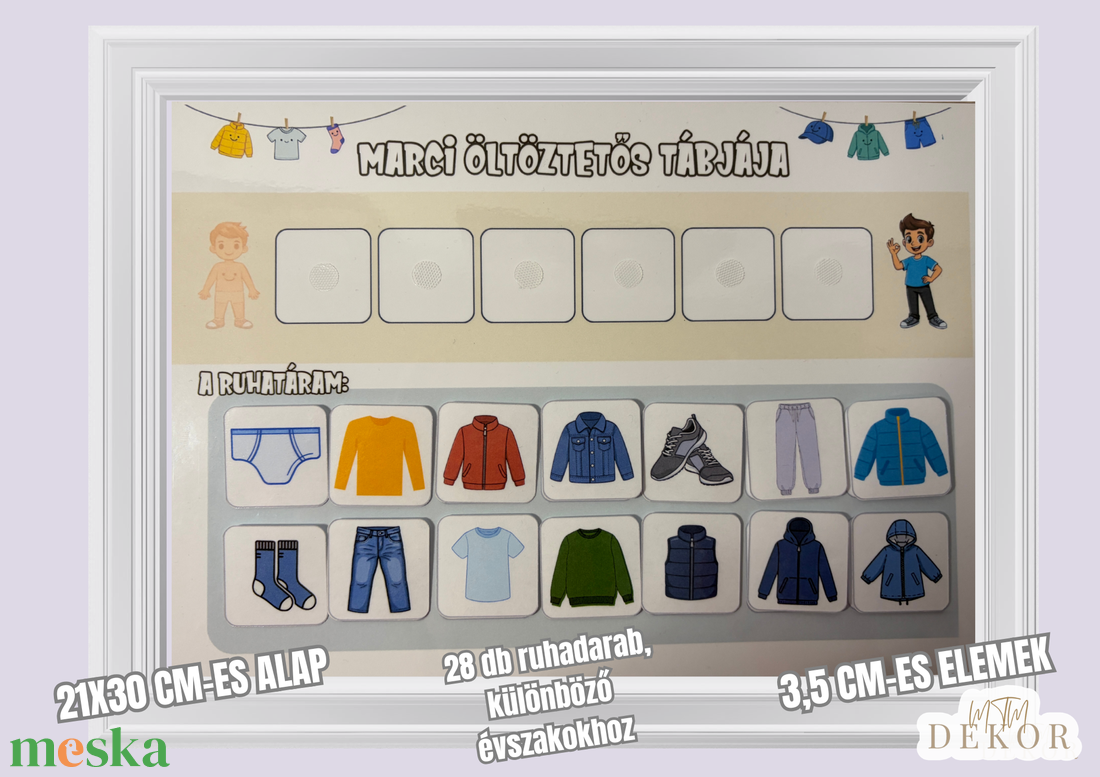 Öltöztetős tábla gyerekeknek � egyedi, névre szóló fejlesztő játék 28 elemmel - művészet - grafika & illusztráció - digitális - Meska.hu