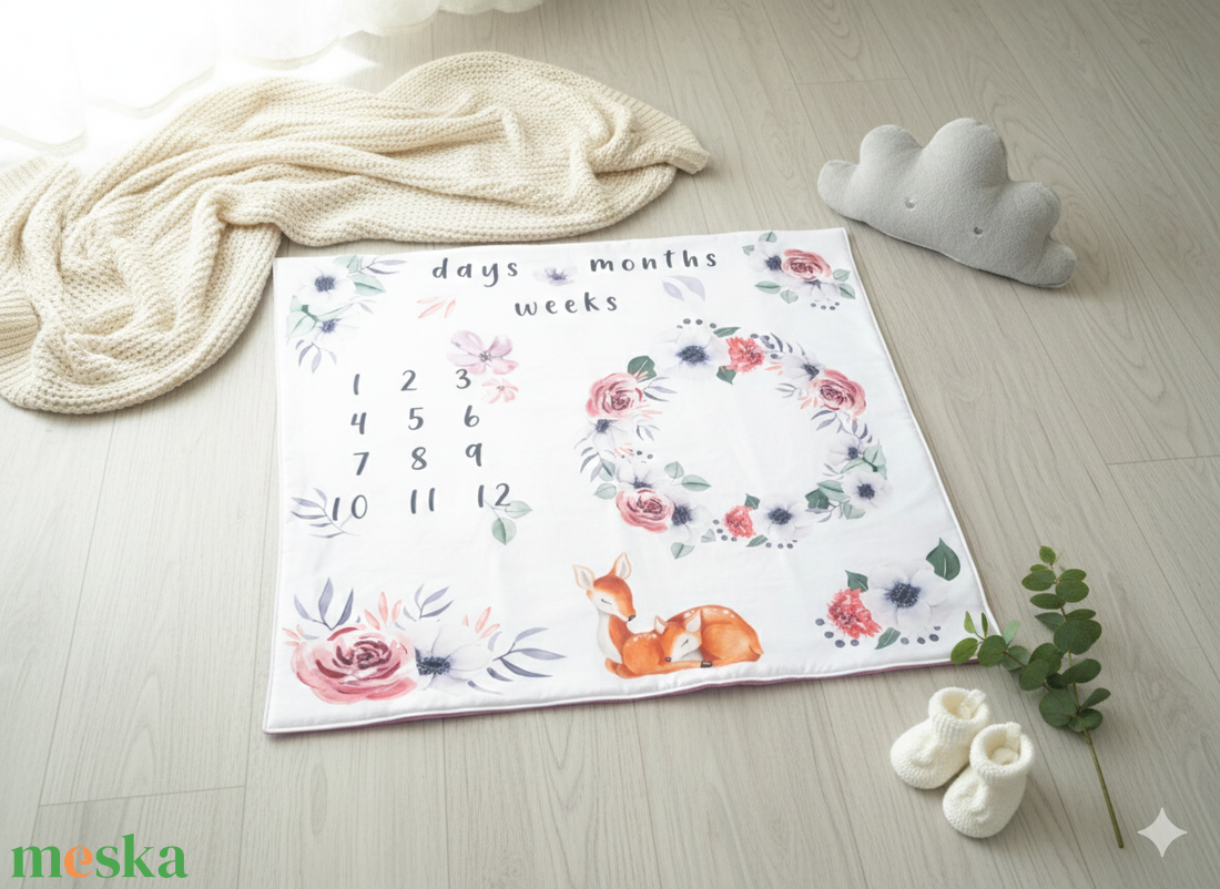 Hónaptakaró/Mérföldkőtakaró  - baba - mama - baba ágynemű - babatakaró, gyerek pléd - Meska.hu