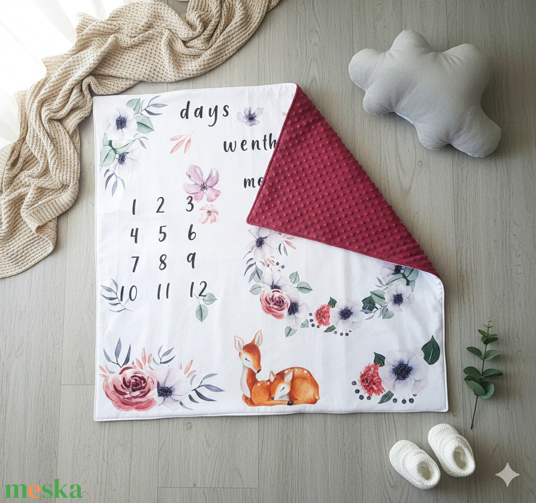 Hónaptakaró/Mérföldkőtakaró  - baba - mama - baba ágynemű - babatakaró, gyerek pléd - Meska.hu