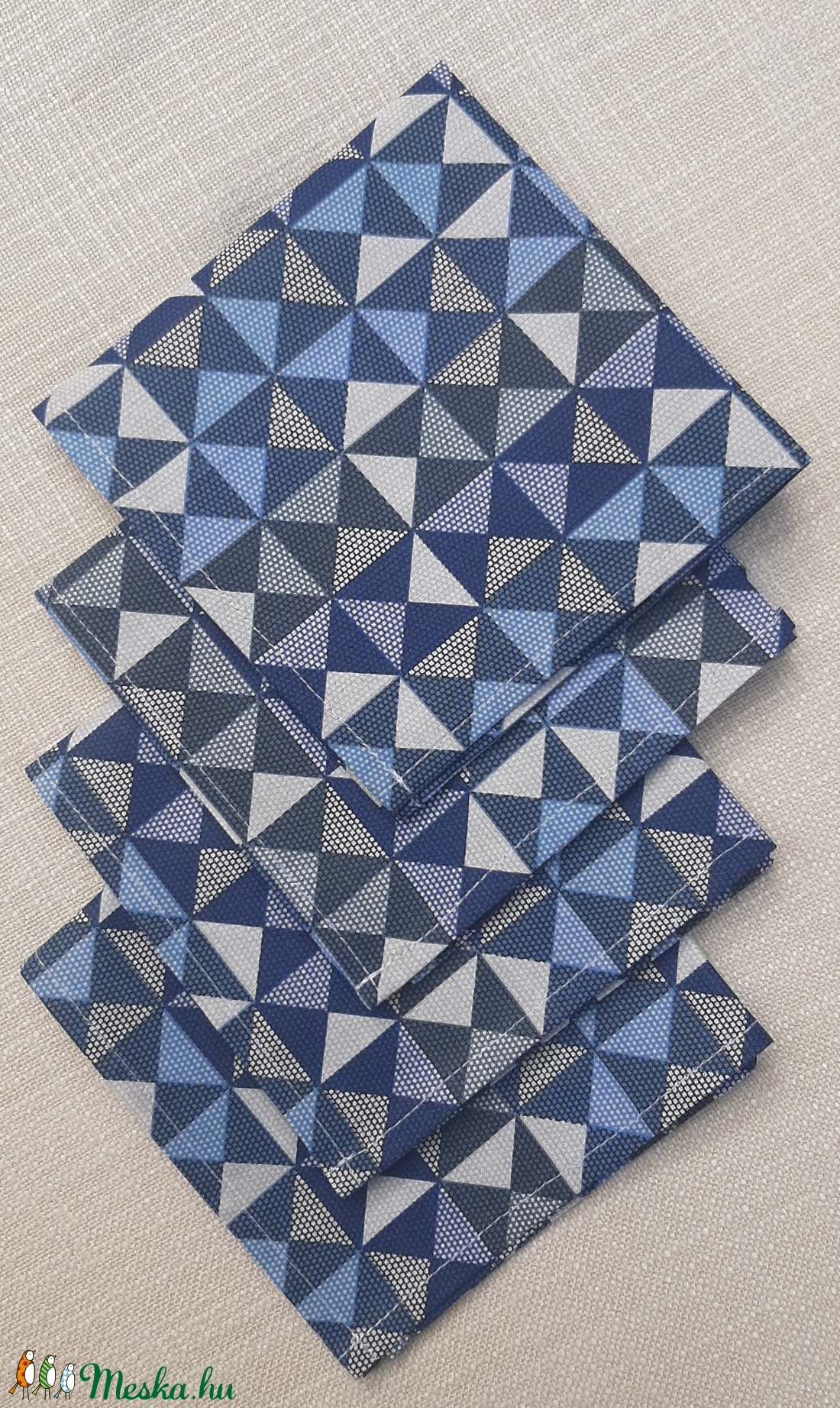Kék geometriamintás textilszalvéta  -  - Meska.hu
