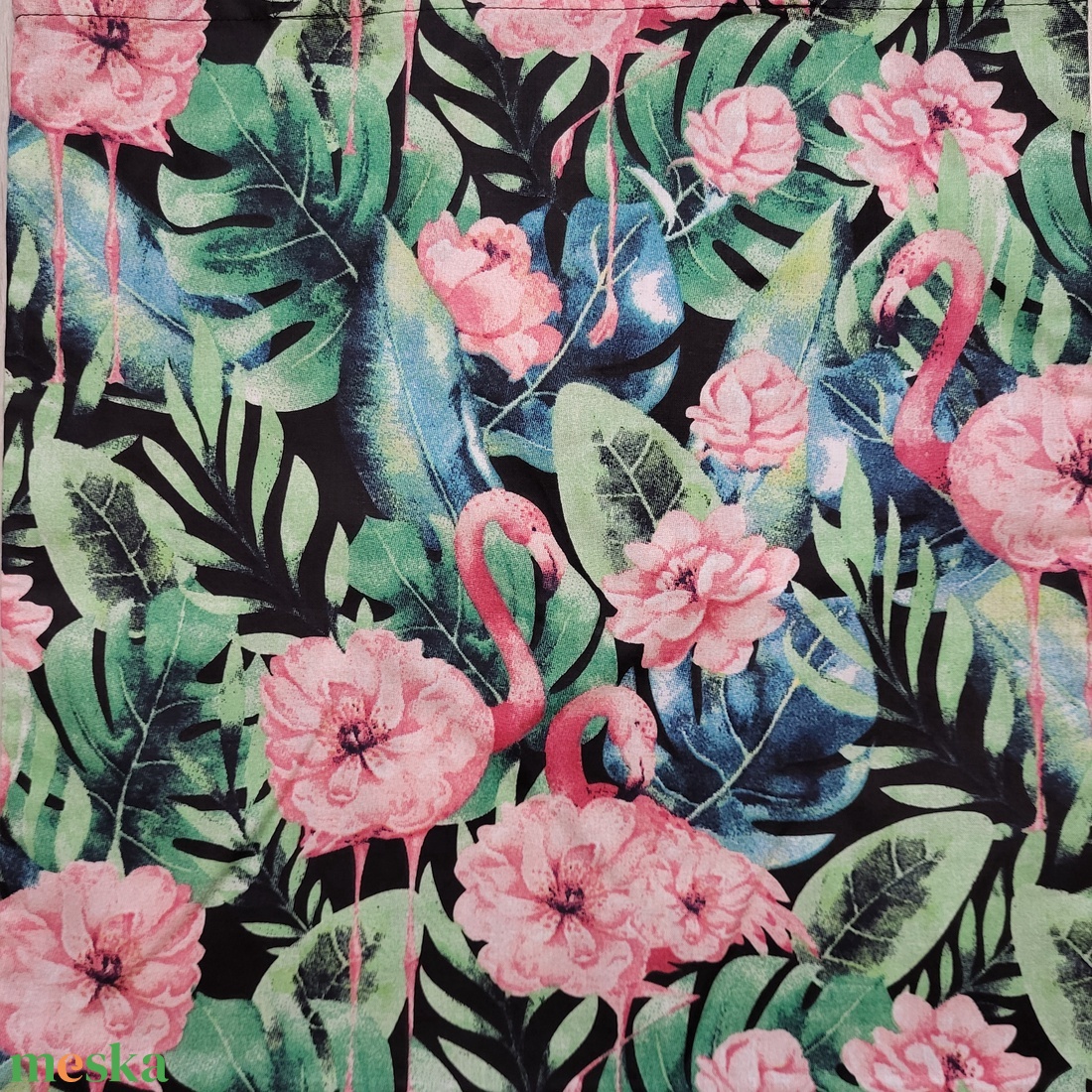 Flamingó-levél és virágmintás vászonszatyor - táska & tok - bevásárlás & shopper táska - shopper, textiltáska, szatyor - Meska.hu Flamingó-levél és virágmintás vászonszatyor - táska & tok - bevásárlás & shopper táska - shopper, textiltáska, szatyor - Meska.hu
