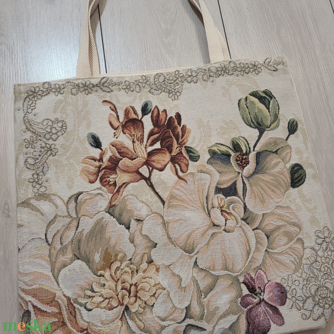 Orchideás táska - táska & tok - bevásárlás & shopper táska - shopper, textiltáska, szatyor - Meska.hu