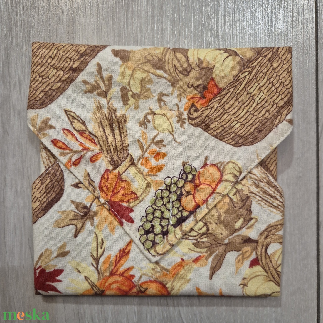 Öko szendvicscsomagoló - őszi, sütőtökös, gyümölcsös - táska & tok - uzsonna- & ebéd tartó - szendvics csomagoló - Meska.hu