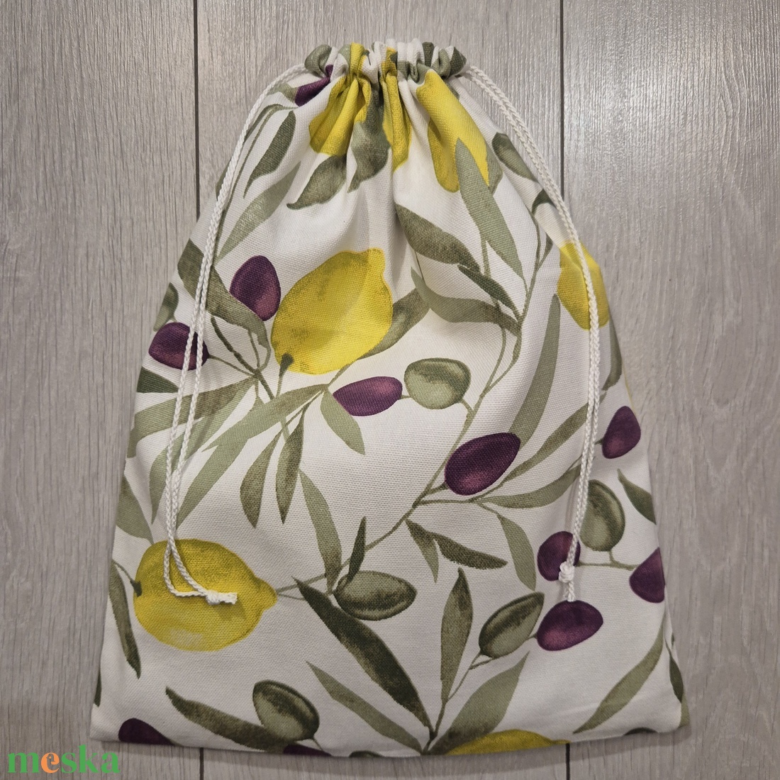 Citrom-olivabogyómintás kenyereszsák  - táska & tok - bevásárlás & shopper táska - kenyeres zsák - Meska.hu
