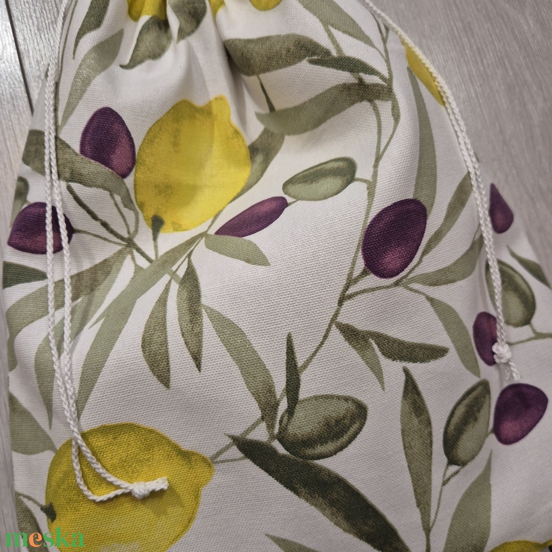 Citrom-olivabogyómintás kenyereszsák  - táska & tok - bevásárlás & shopper táska - kenyeres zsák - Meska.hu