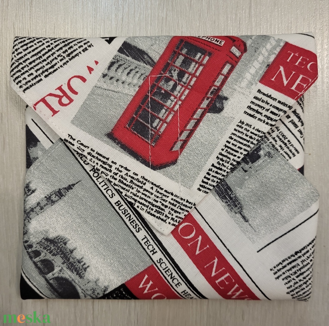 Öko szendvicscsomagoló - újságmintás - táska & tok - uzsonna- & ebéd tartó - szendvics csomagoló - Meska.hu