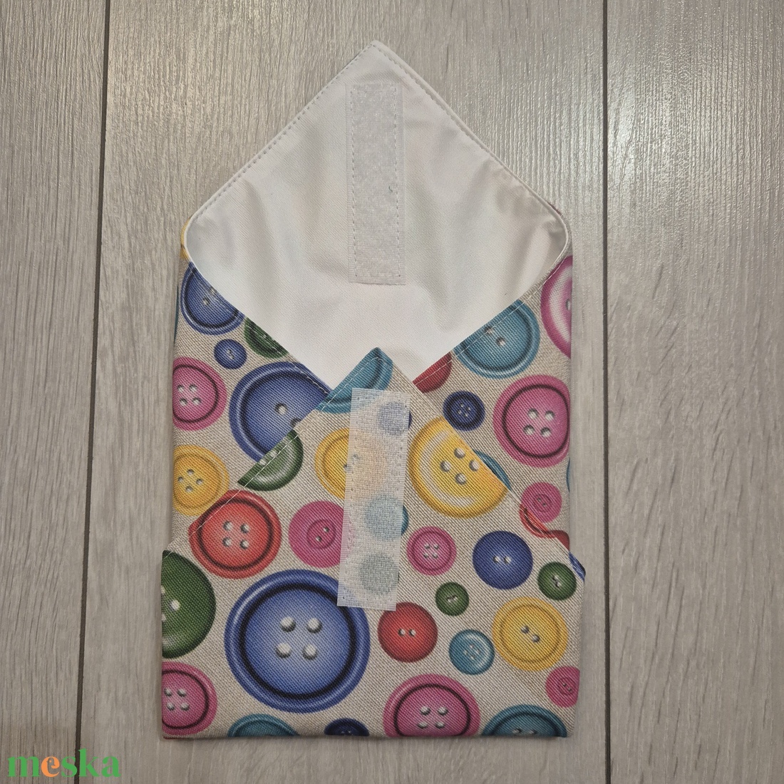 Öko szendvicscsomagoló - színes gombok - táska & tok - uzsonna- & ebéd tartó - szendvics csomagoló - Meska.hu