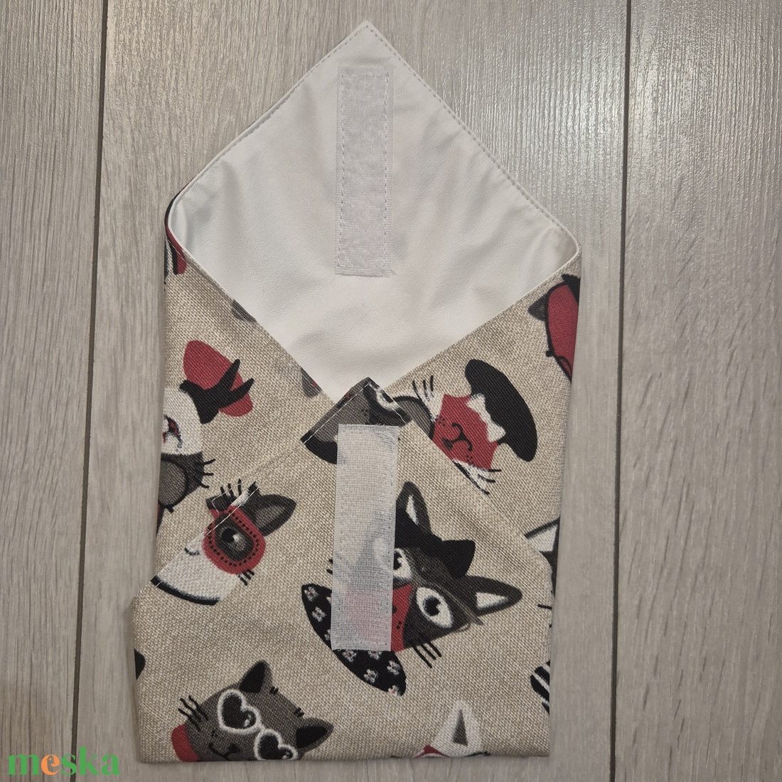 Öko szendvicscsomagoló - cicás - táska & tok - uzsonna- & ebéd tartó - szendvics csomagoló - Meska.hu