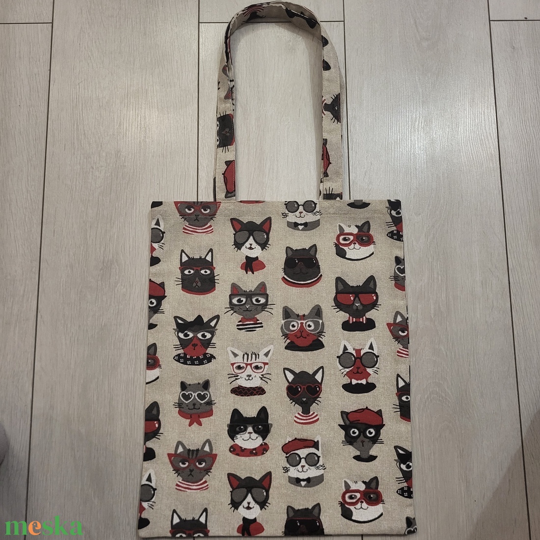 Cicás vászonszatyor  - táska & tok - bevásárlás & shopper táska - shopper, textiltáska, szatyor - Meska.hu