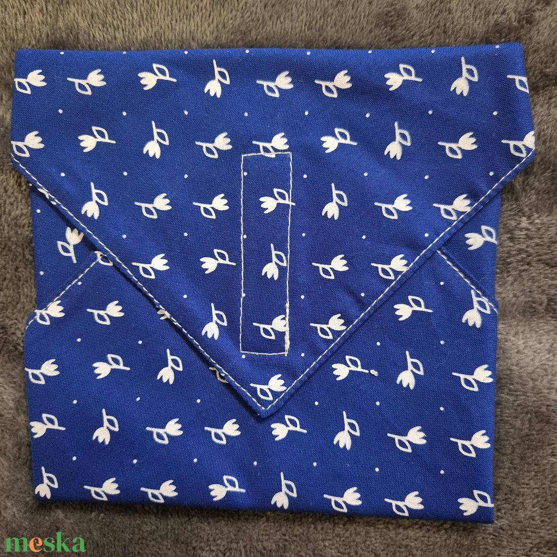 Öko szendvicscsomagoló - kékfestő jellegű pamutvászonból  - táska & tok - uzsonna- & ebéd tartó - szendvics csomagoló - Meska.hu