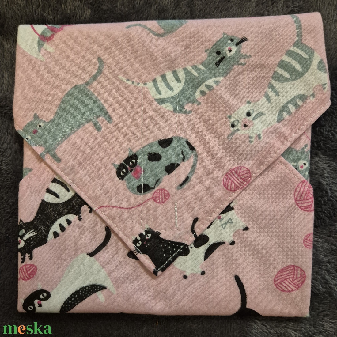 Öko szendvicscsomagoló - cicás - táska & tok - uzsonna- & ebéd tartó - szendvics csomagoló - Meska.hu