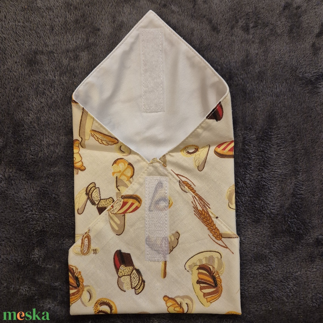 Öko szendvicscsomagoló - pékárumintás  - táska & tok - uzsonna- & ebéd tartó - szendvics csomagoló - Meska.hu