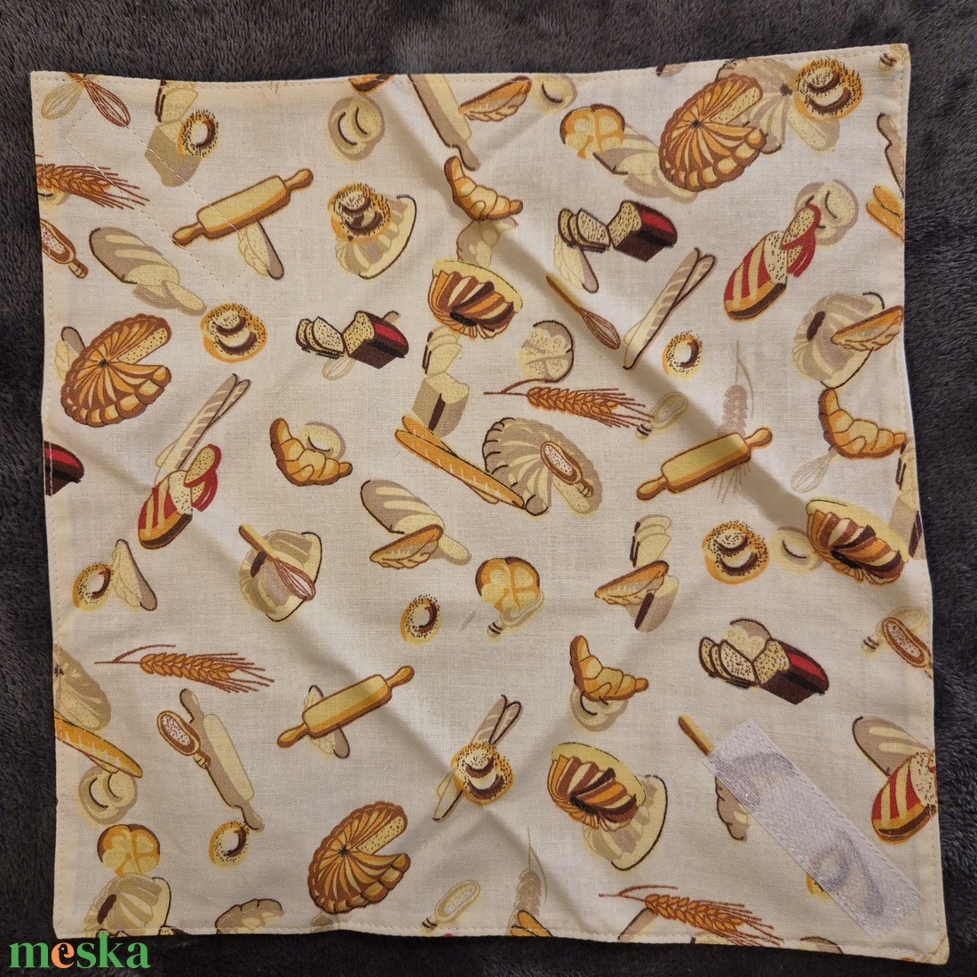 Öko szendvicscsomagoló - pékárumintás  - táska & tok - uzsonna- & ebéd tartó - szendvics csomagoló - Meska.hu